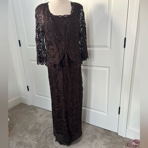 $900 SOULMATES size XL 100% Silk Soutache Beaded Formal Dress Gown skirt jacket